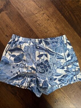 Women GapBody 100% cotton Poplin Blue Floral PJ Lounge Shorts Small EUC!